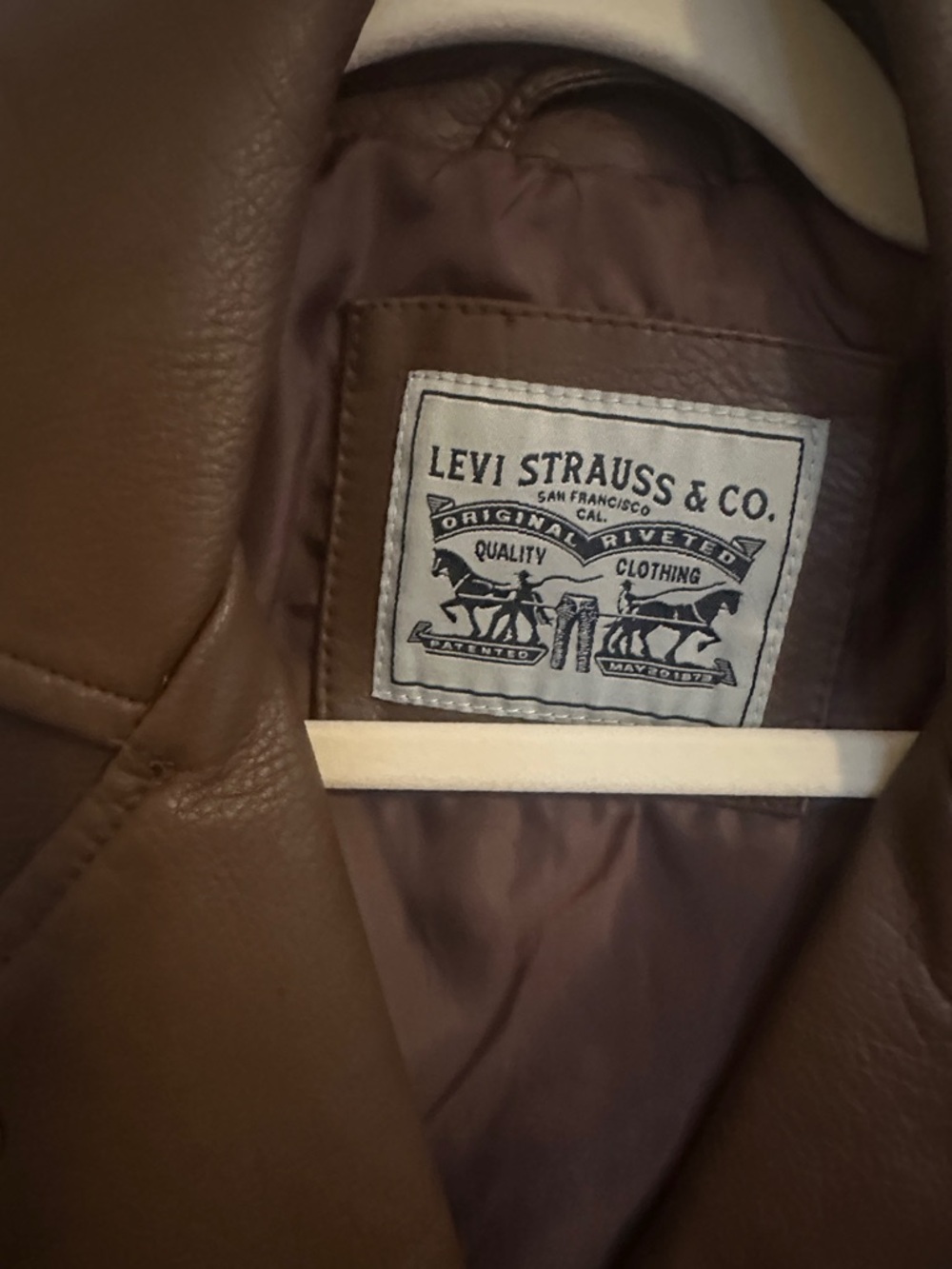 Levi's Women's Brown Faux Leather Moto Jacket with Snap Details - Picture 4 of 5